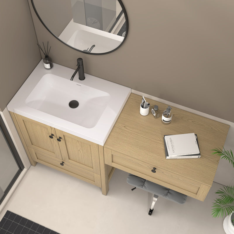Moreno Bath NOVA-30+S30 Nova 60" Freestanding Bathroom Vanity with Sink Top and Floating Makeup Counter Table - view 9