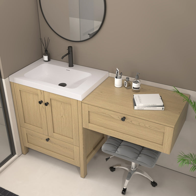 Moreno Bath NOVA-30+S30 Nova 60" Freestanding Bathroom Vanity with Sink Top and Floating Makeup Counter Table - view 6