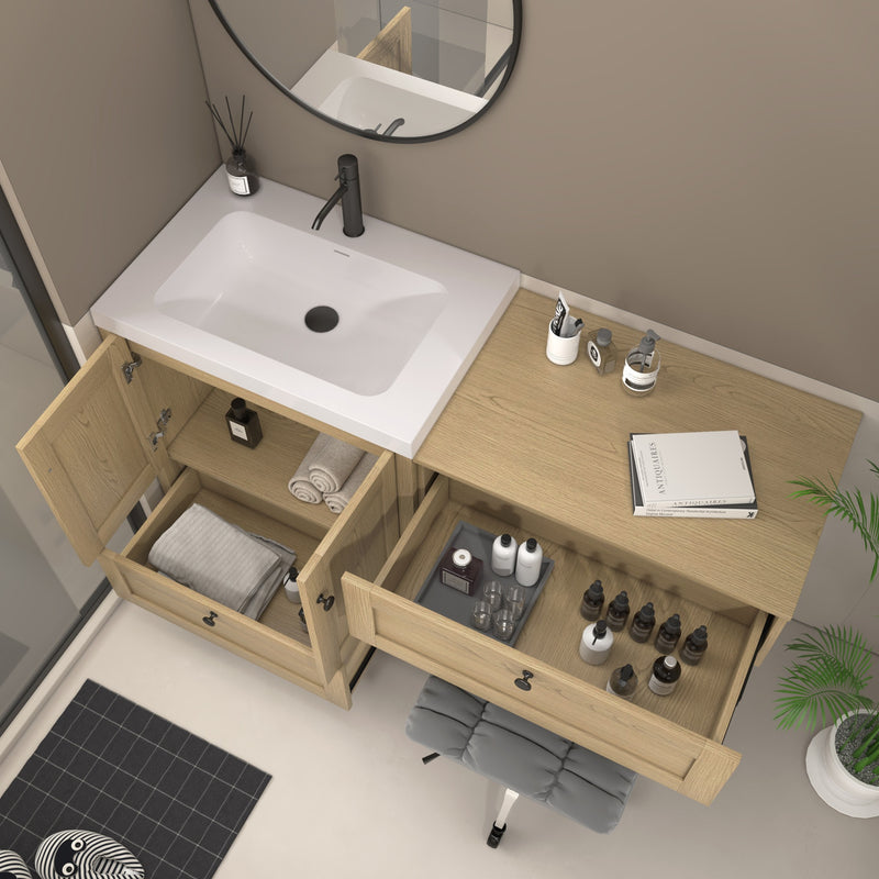 Moreno Bath NOVA-30+S30 Nova 60" Freestanding Bathroom Vanity with Sink Top and Floating Makeup Counter Table - view 12