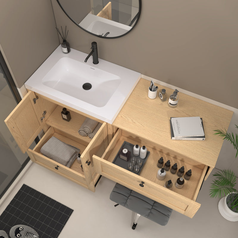 Moreno Bath NOVA-30+S30 Nova 60" Freestanding Bathroom Vanity with Sink Top and Floating Makeup Counter Table - view 11