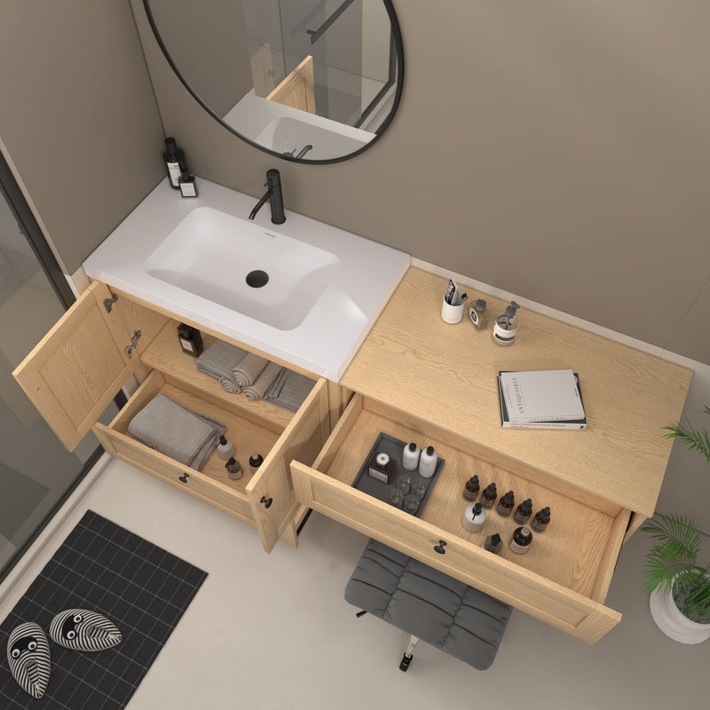 Moreno Bath NOVA-36+S36 Nova 72" Freestanding Bathroom Vanity with Sink Top and Floating Makeup Counter Table - view 10