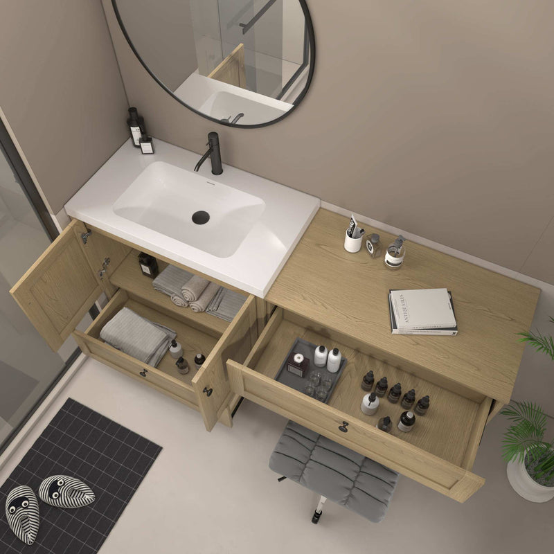Moreno Bath NOVA-36+S36 Nova 72" Freestanding Bathroom Vanity with Sink Top and Floating Makeup Counter Table - view 12