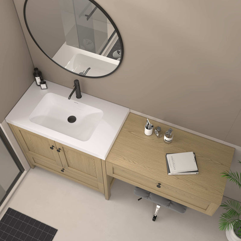 Moreno Bath NOVA-36+S36 Nova 72" Freestanding Bathroom Vanity with Sink Top and Floating Makeup Counter Table - view 9