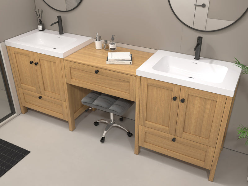 Moreno Bath NOVA-30+S30+30 Nova 90" Freestanding Bathroom Vanity with Sink Top and Floating Makeup Counter Table - view 5