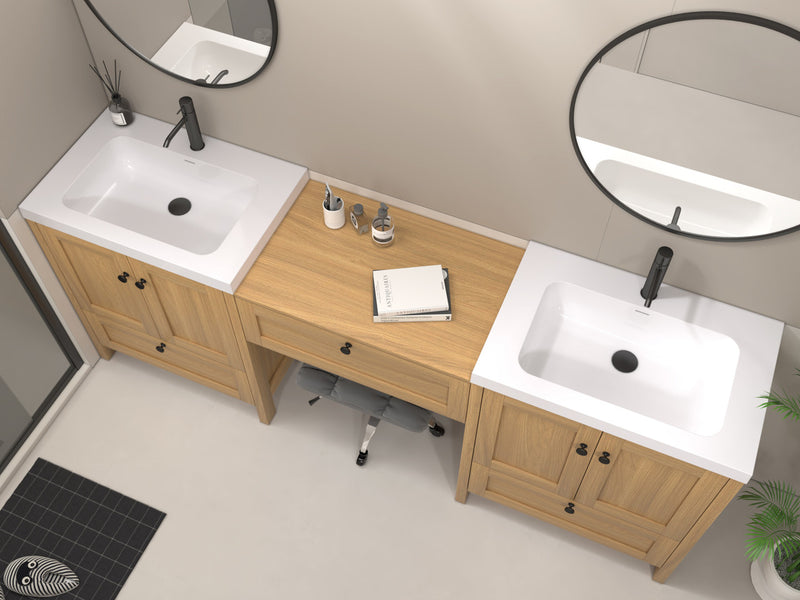 Moreno Bath NOVA-30+S30+30 Nova 90" Freestanding Bathroom Vanity with Sink Top and Floating Makeup Counter Table - view 8