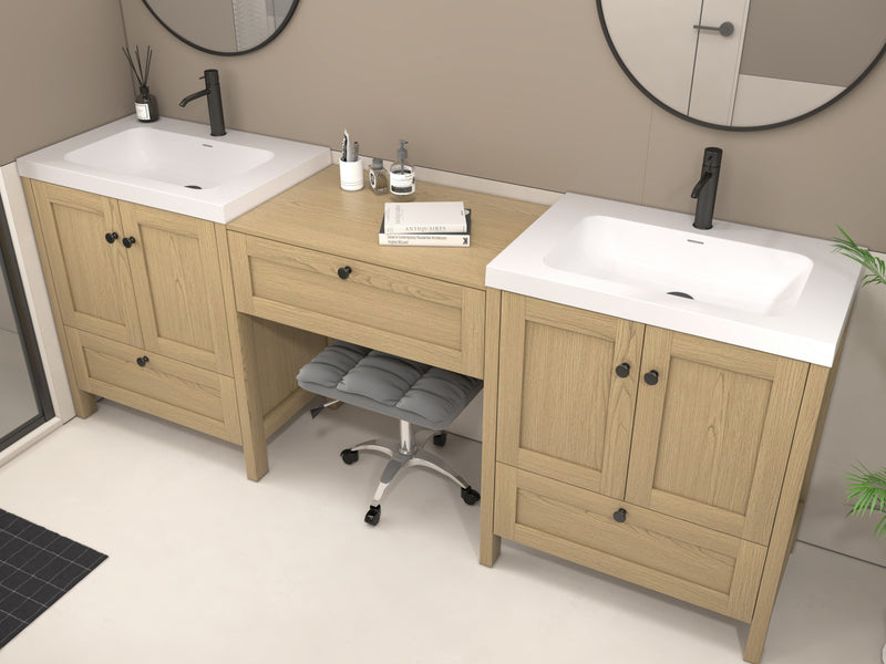 Moreno Bath NOVA-30+S30+30 Nova 90" Freestanding Bathroom Vanity with Sink Top and Floating Makeup Counter Table - view 6