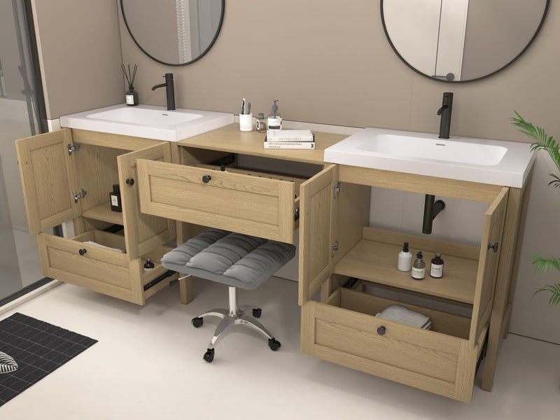 Moreno Bath NOVA-30+S30+30 Nova 90" Freestanding Bathroom Vanity with Sink Top and Floating Makeup Counter Table - view 13