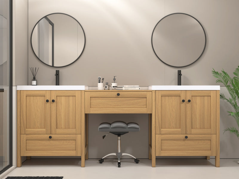 Moreno Bath NOVA-30+S30+30 Nova 90" Freestanding Bathroom Vanity with Sink Top and Floating Makeup Counter Table - view 2