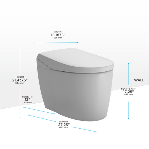 TOTO MS8551CUMFG#01 NEOREST AS Dual Flush 1.0 or 0.8 GPF Toilet with Integrated Bidet Seat and EWATER+, Cotton White - view 2