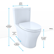 TOTO MS446124CEMFGN#01 Aquia IV Two-Piece Elongated Dual Flush 1.28 and 0.9 GPF Universal Height Toilet with CEFIONTECT, WASHLET+ Ready, Cotton White - view 2
