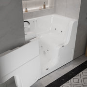 Meditub A2953WCALWH Collection 29 x 52 Whirlpool Jetted Bathtub with Left Drain in White with Powered Fast Drain