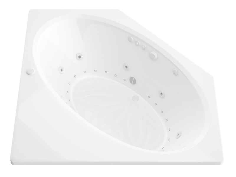 Atlantis Whirlpool 6060VDL Mali 83 in. x 62 in. Corner Whirlpool and Air Bathtub with Center drain and VS Jets and Aromatherapy in Glossy White
