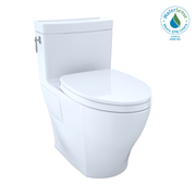 TOTO MS626124CEFG#01 Aimes WASHLET+ One-Piece Elongated 1.28 GPF Universal Height Skirted Toilet with CEFIONTECT, Cotton White