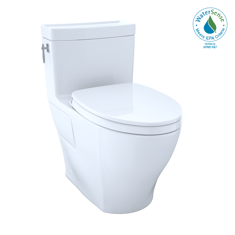TOTO MS626124CEFG#01 Aimes WASHLET+ One-Piece Elongated 1.28 GPF Universal Height Skirted Toilet with CEFIONTECT, Cotton White