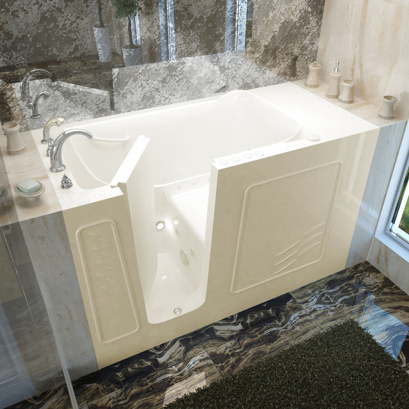Meditub A3060WILBD Walk-In 30 x 59 Left Drain Biscuit Whirlpool & Air Jetted Walk-In Bathtub