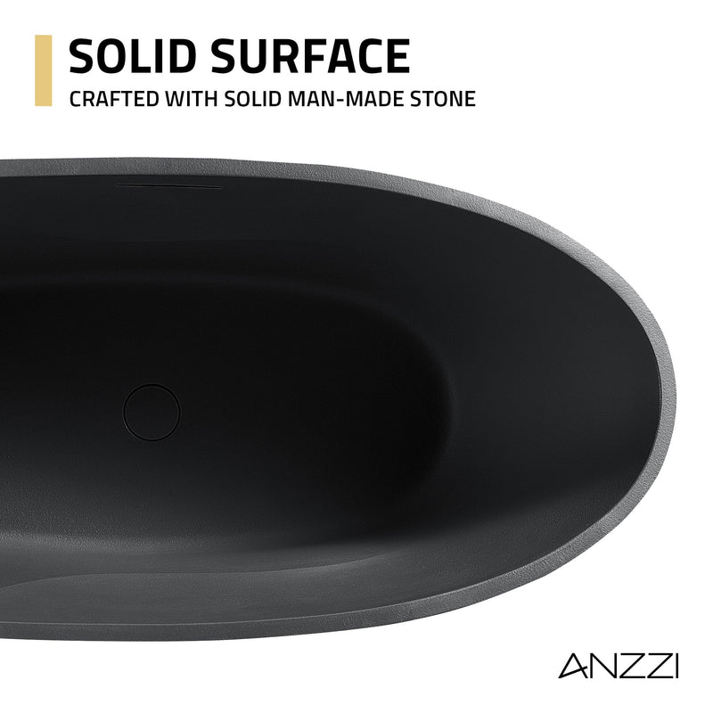 Anzzi FT-AZ516 67 in. x 32 in. Oval Stone Resin Freestanding Bathtub with Headrest