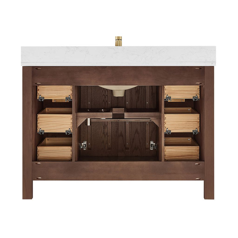 Vinnova 704248-AD-GW Shenzhen 48" Single Sink Bath Vanity in Aged Dark Brown Oak