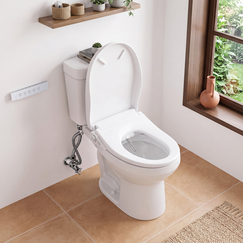 Anzzi TL-AZEB106UWH Electric Bidet Seat with Heated Seat, Warm Water, Rear and Lady Wash, Air Dryer, Self Cleaning Nozzl