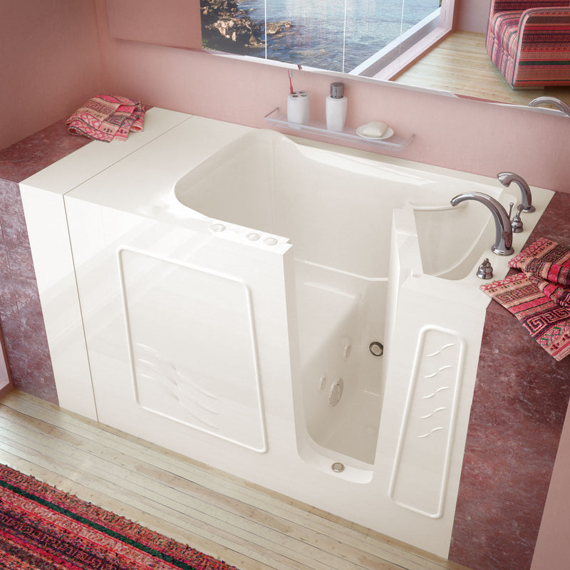 Meditub 3053RBH Walk-In 30 x 52 Right Drain Biscuit Whirlpool Jetted Walk-In Bathtub