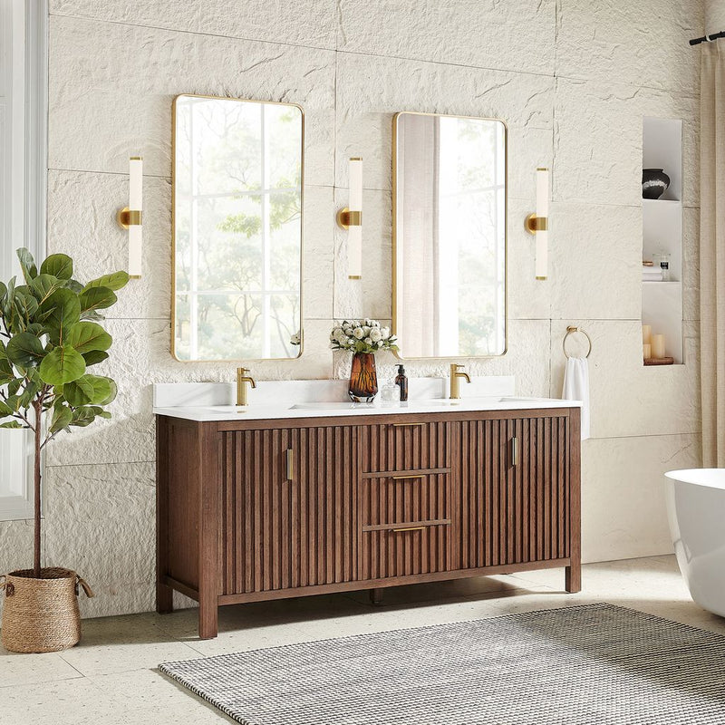 Vinnova 704272-AD-GW Shenzhen 72" Double Sink Bath Vanity in Aged Dark Brown Oak