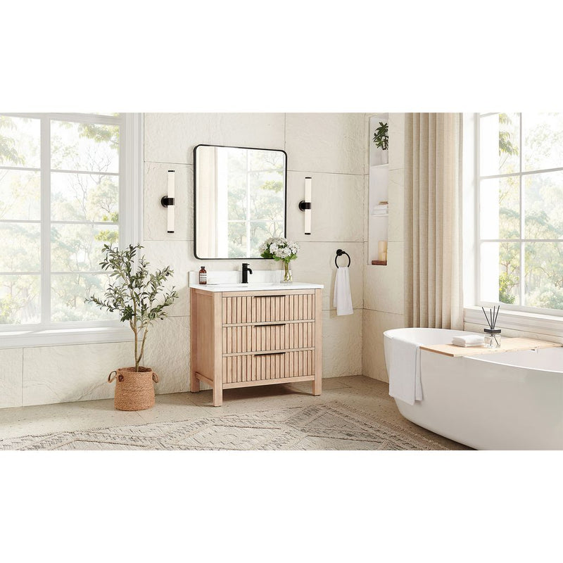 Vinnova 704236-AN-GW Shenzhen 36" Single Sink Bath Vanity in Aged Natural Oak