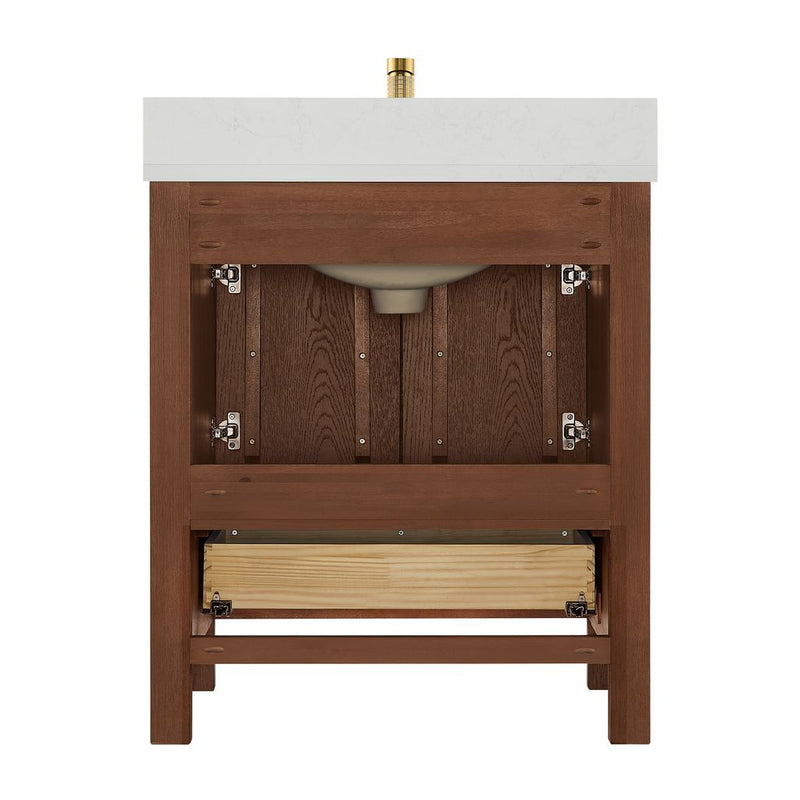 Vinnova 704230-AD-GW Shenzhen 30" Single Sink Bath Vanity in Aged Dark Brown Oak