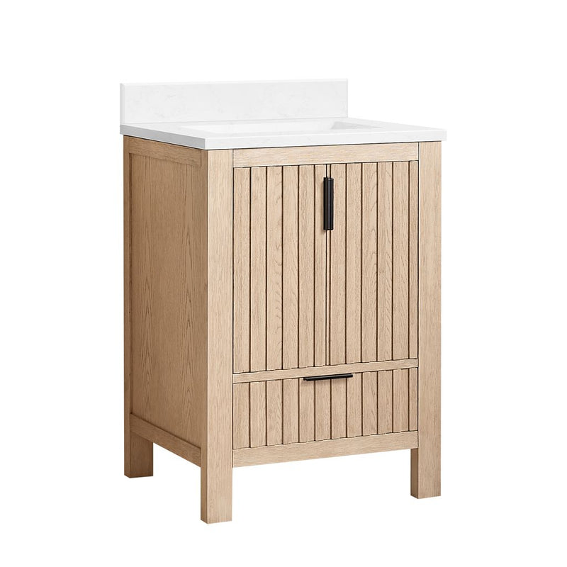 Vinnova 704224-AN-GW Shenzhen 24" Single Sink Bath Vanity in Aged Natural Oak