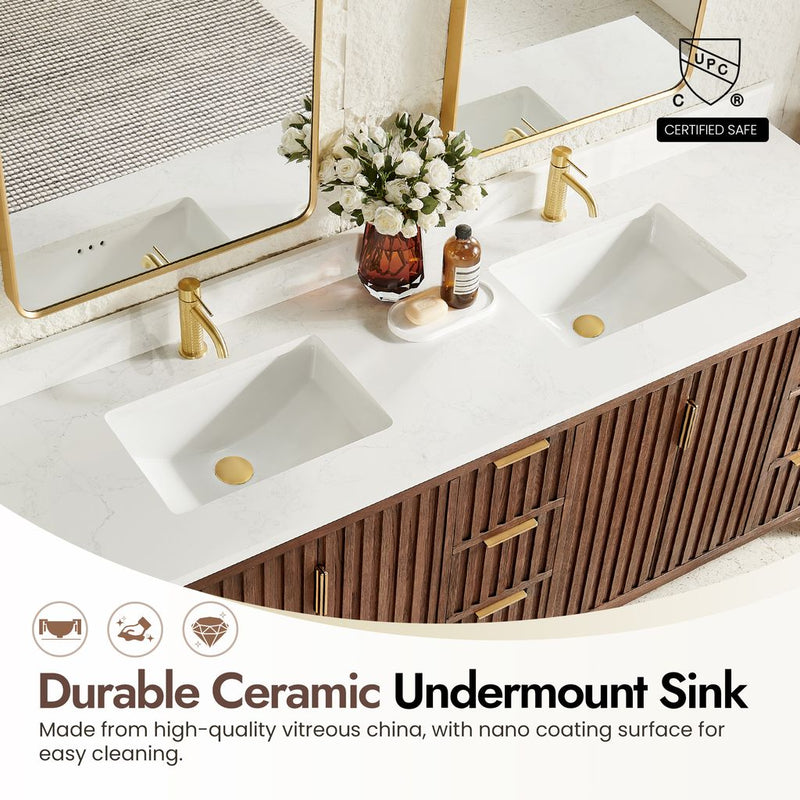 Vinnova 704284-AD-GW Shenzhen 84" Double Sink Bath Vanity in Aged Dark Brown Oak