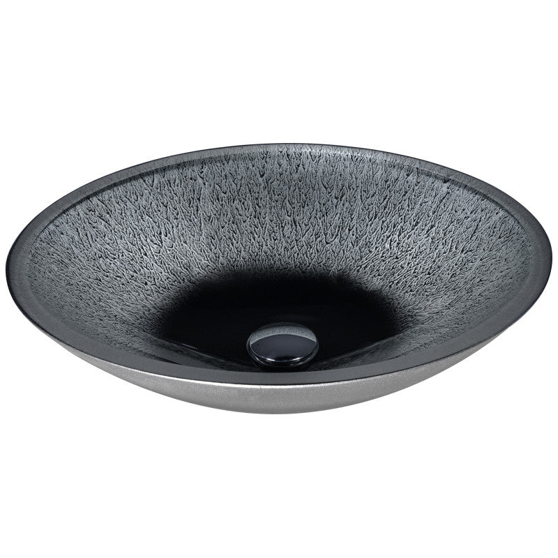 Anzzi LS-AZ035 Onyx Series 20 in. Bathroom Vessel Sink with Scratch-Tough and Stain-Resistant Non-Porous Surface in Black Glass