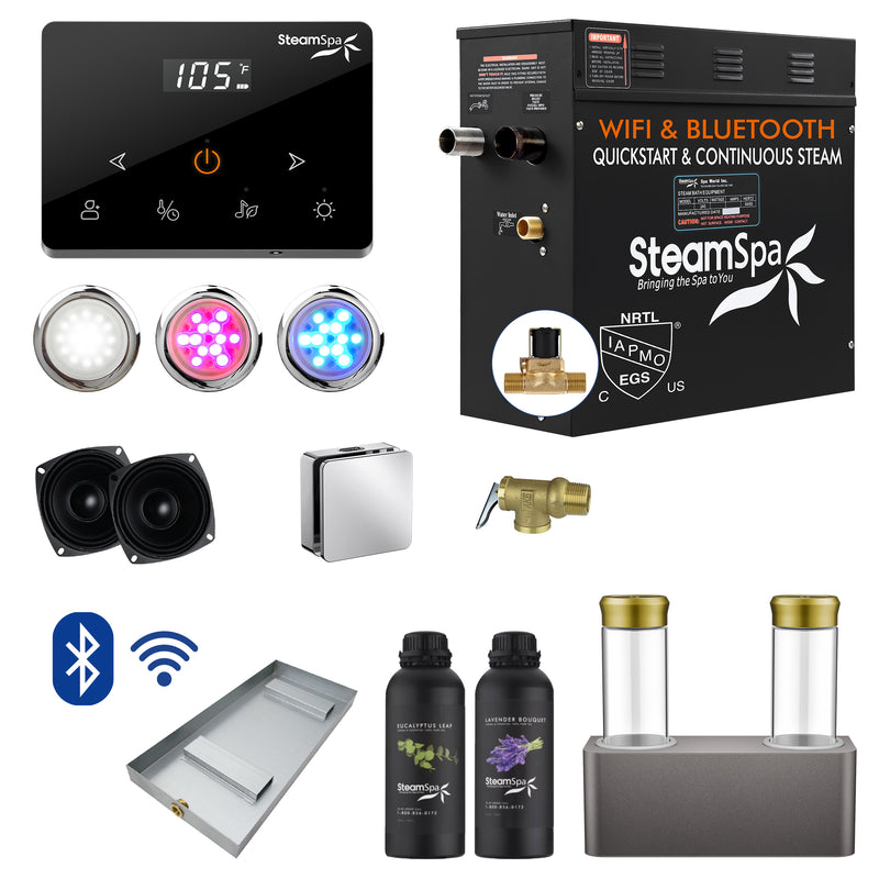 SteamSpa Black Series Generator Square Wireless Aroma Pump - Chrome