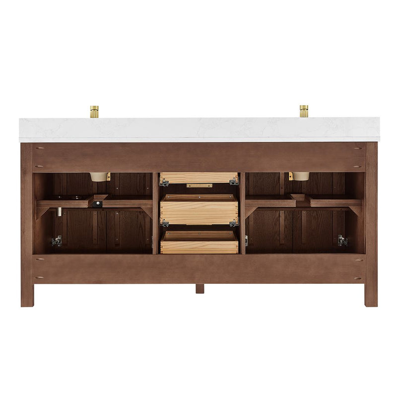 Vinnova 704272-AD-GW Shenzhen 72" Double Sink Bath Vanity in Aged Dark Brown Oak