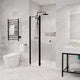 Anzzi SD-AZ14-01BG 33.5 in. Frameless Hinged Shower Door with Fixed Panel in Brushed Gold