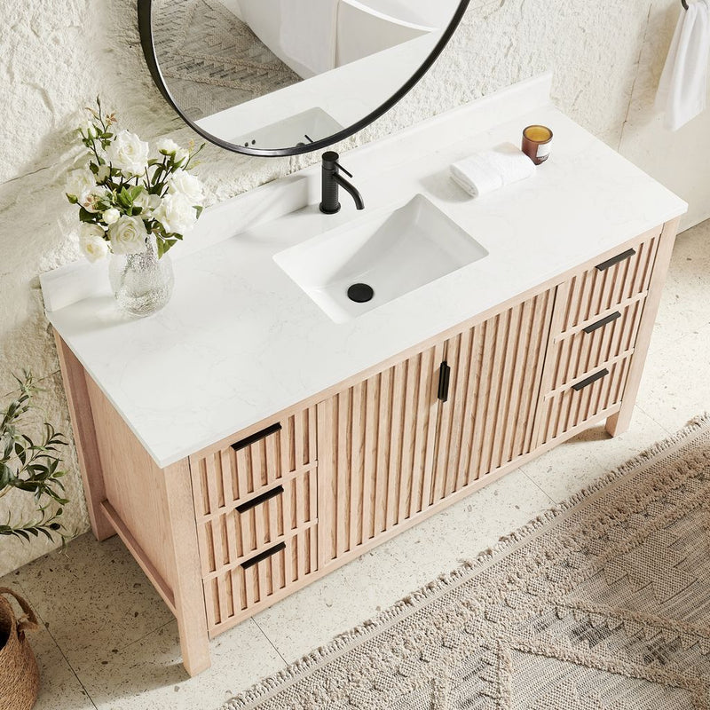Vinnova 704260-AN-GW Shenzhen 60" Single Sink Bath Vanity in Aged Natural Oak