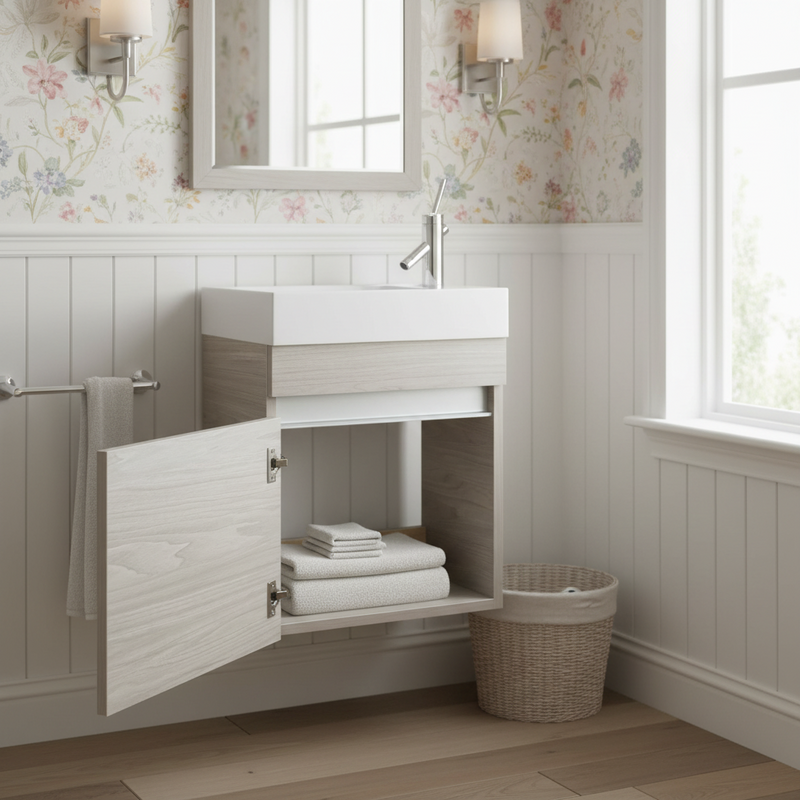 Cutler FVPICCWKND18 Piccolo 18" Space Saver Wall Mount Bathroom Vanity - Weekend Getaway