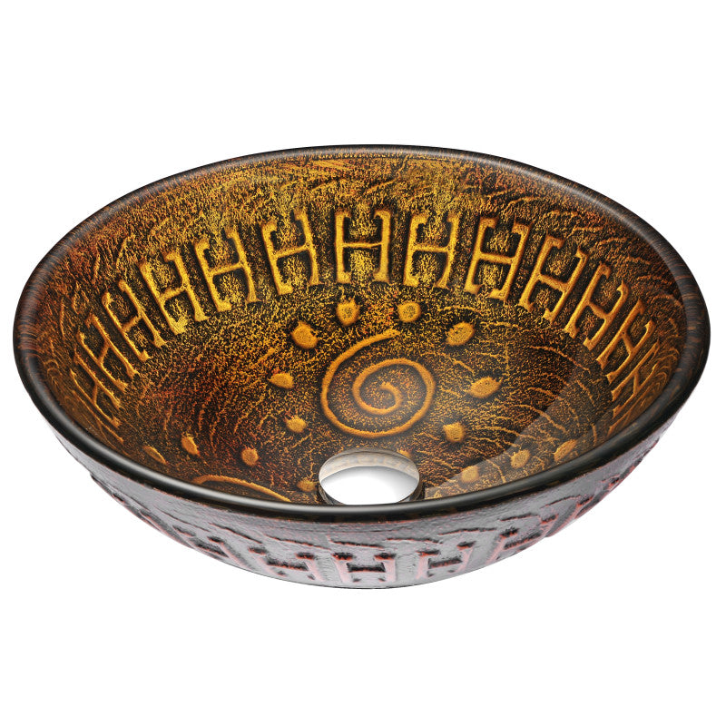 Anzzi LS-AZ050 Opus Series 17 in. Bathroom Vessel Sink with Scratch-Tough and Stain-Resistant Surface in Lustrous Brown Glass