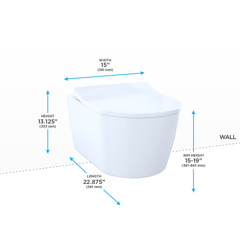 TOTO CWT447247CMFG#WH RP Wall-Hung D-Shape Toilet and DuoFit In-Wall 1.28 and 0.9 GPF Dual-Flush Tank System with Copper Supply, White Matte - view 6