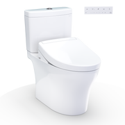 TOTO MW4463446CEMFGN#01 WASHLET+ Aquia IV Two-Piece Elongated Universal Height Dual Flush 1.28 and 0.9 GPF Toilet and WASHLET S5 Bidet Seat, Cotton White