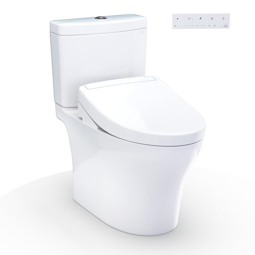 TOTO MW4463446CEMFGN#01 WASHLET+ Aquia IV Two-Piece Elongated Universal Height Dual Flush 1.28 and 0.9 GPF Toilet and WASHLET S5 Bidet Seat, Cotton White