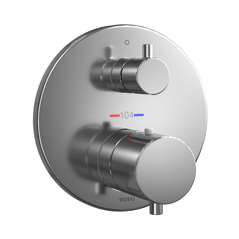 TOTO TBV01408U#CP Round Thermostatic Mixing Valve with Two-Way Diverter Shower Trim, Polished Chrome
