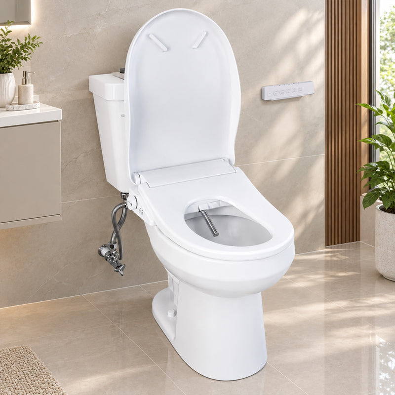 Anzzi TL-AZEB107UWH Electric Bidet Seat with Auto Lid, Heated, Warm Water, Air Dryer, Self Cleaning, Lady Wash, Deodoriz
