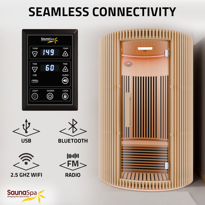 SaunaSpa SC-SS0025-0S 1-2 Person Round Infrared Sauna in Canadian Hemlock