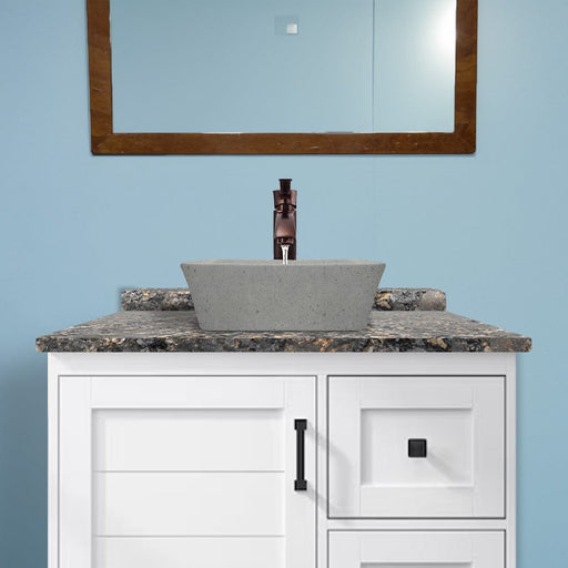 Paspen Rectangular Cast Concrete Vessel Sink - Dark Grey