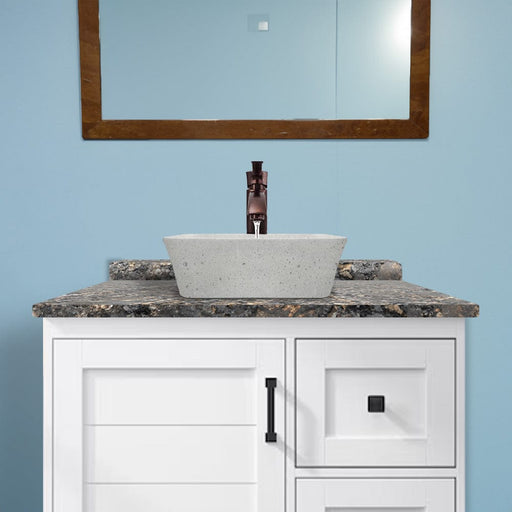 Paspen Rectangular Cast Concrete Vessel Sink - Light Grey