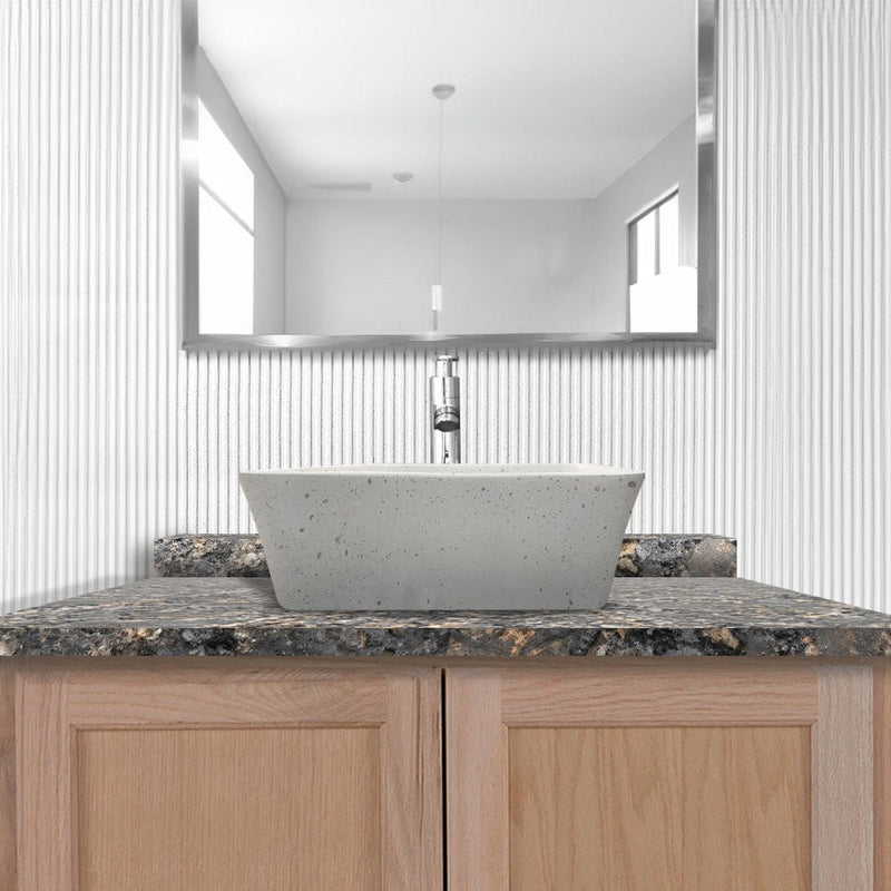 Paspen Rectangular Cast Concrete Vessel Sink - White