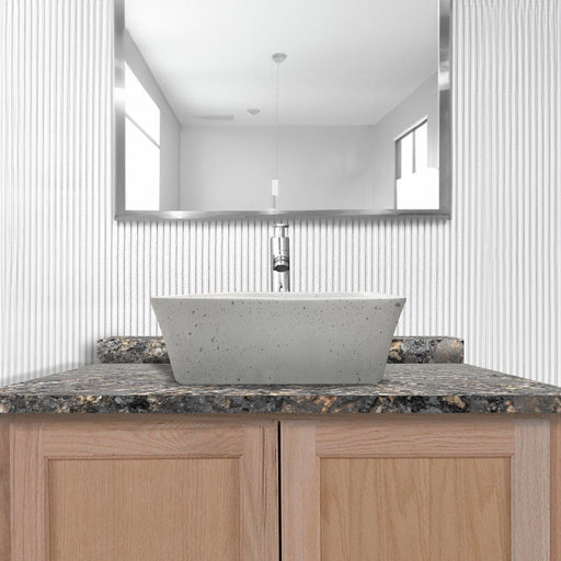 Paspen Rectangular Cast Concrete Vessel Sink - White