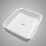 Paspen Rectangular Cast Concrete Vessel Sink - White