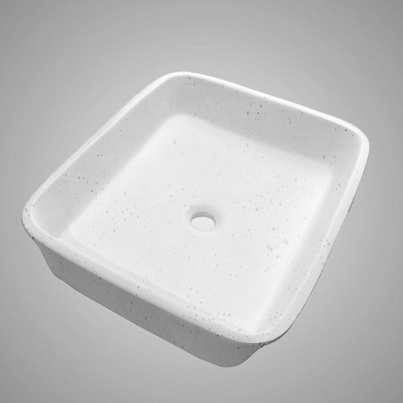 Paspen Rectangular Cast Concrete Vessel Sink - White