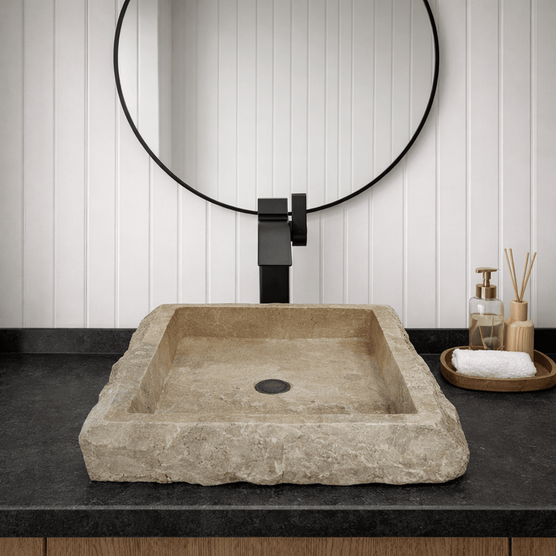 Peply Marble Vessel Sink - Dark Cream