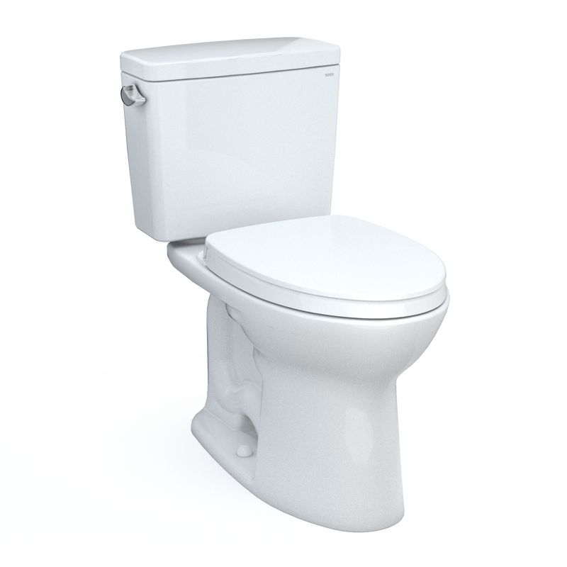 TOTO MS776124CSFG.10#01 Drake Two-Piece Elongated 1.6 GPF Universal Height TORNADO FLUSH Toilet with 10 Inch Rough-In, CEFIONTECT, and SoftClose Seat, WASHLET+ Ready, Cotton White