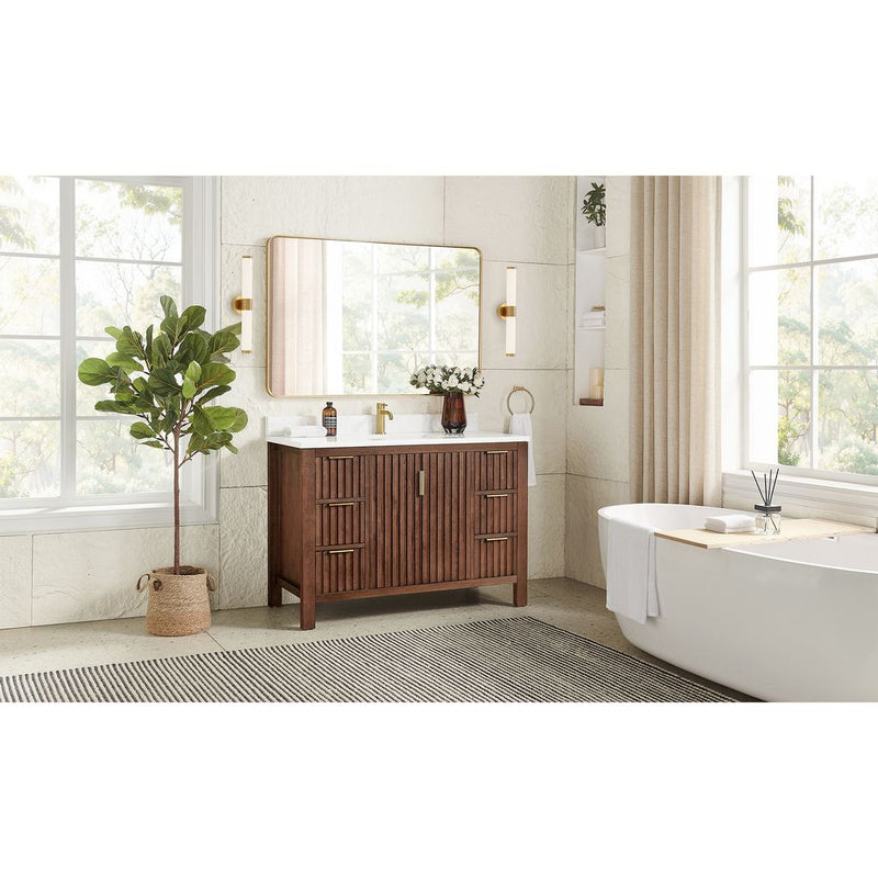 Vinnova 704248-AD-GW Shenzhen 48" Single Sink Bath Vanity in Aged Dark Brown Oak